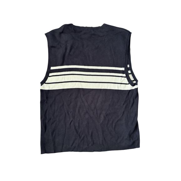 Vintage Preppy Golf Y2K 90s Cotton Striped Vest Mens Large 100% Cotton - Picture 2 of 3